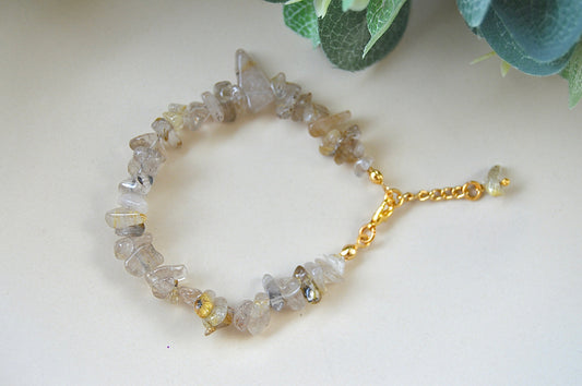 Rutilkvarts chips armbånd – klarhet, energi og personlig kraft